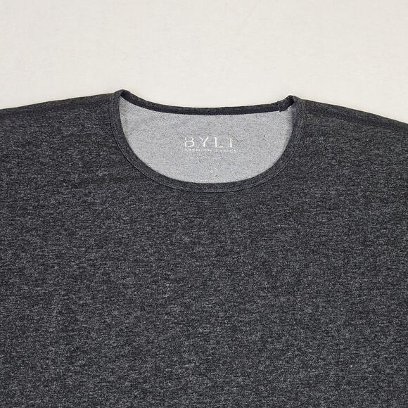 BYLT Mens L Premium Basic Drop Cut Lux Tee Long Sleeve Gray Athleisure Casual - Picture 2 of 10